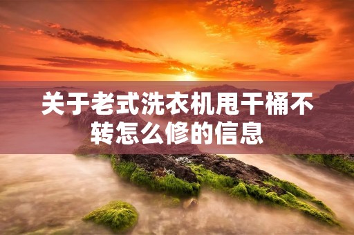 关于老式洗衣机甩干桶不转怎么修的信息