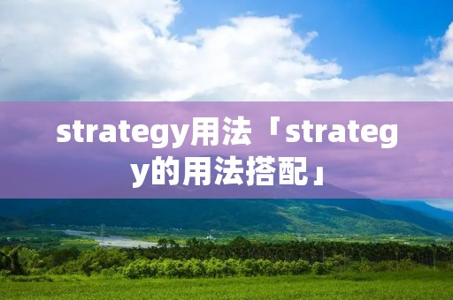 strategy用法「strategy的用法搭配」 strategy用法「strategy的用法搭配」