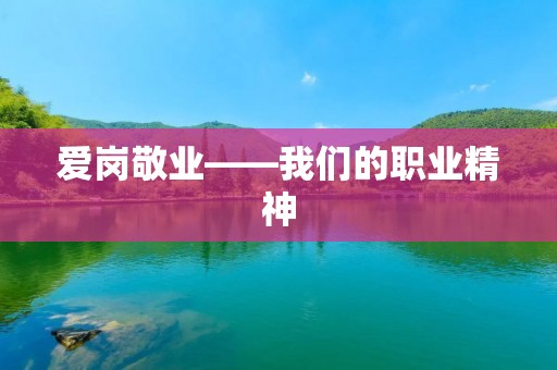 爱岗敬业——我们的职业精神
