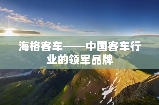 海格客车——中国客车行业的领军品牌 海格客车——中国客车行业的领军品牌