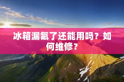 冰箱漏氟了还能用吗？如何维修？
