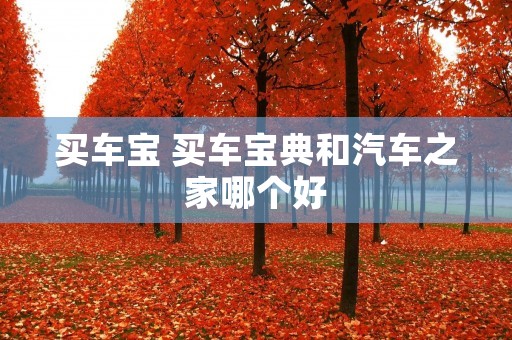 买车宝 买车宝典和汽车之家哪个好