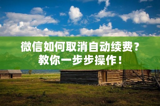 微信如何取消自动续费？教你一步步操作！
