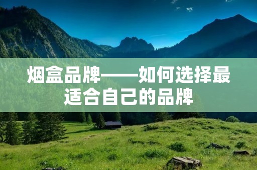 烟盒品牌——如何选择最适合自己的品牌