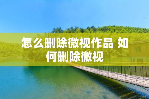 怎么删除微视作品 如何删除微视