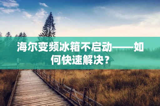 海尔变频冰箱不启动——如何快速解决？