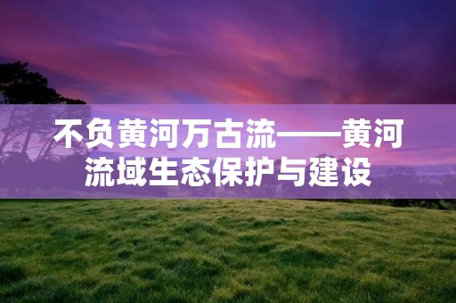 不负黄河万古流——黄河流域生态保护与建设