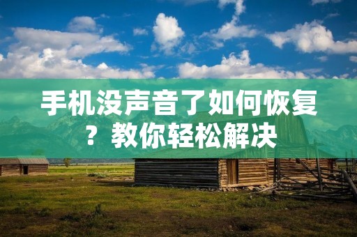 手机没声音了如何恢复？教你轻松解决