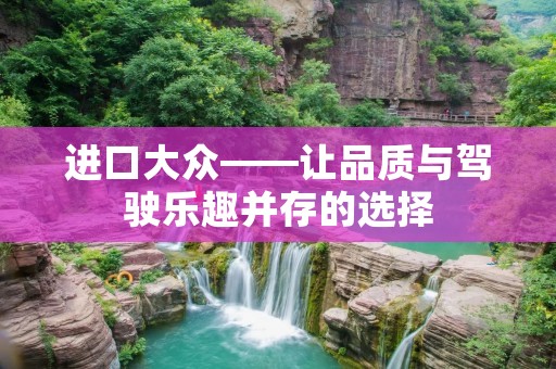 进口大众——让品质与驾驶乐趣并存的选择 进口大众——让品质与驾驶乐趣并存的选择
