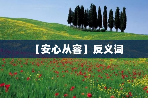 【安心从容】反义词:告别着急,享受当下的美好