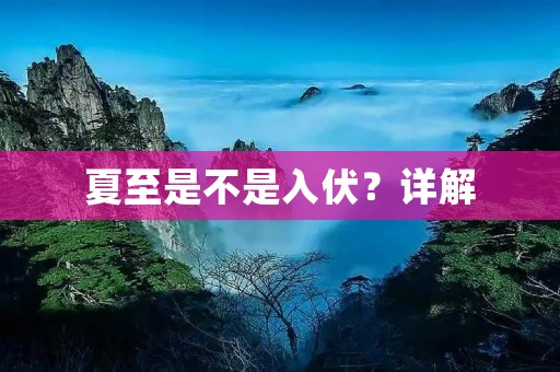 夏至是不是入伏?详解