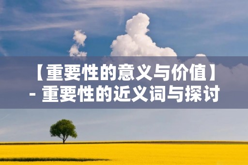 【重要性的意义与价值】 - 重要性的近义词与探讨