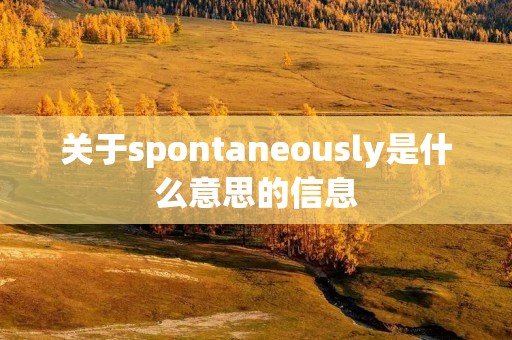 关于spontaneously是什么意思的信息