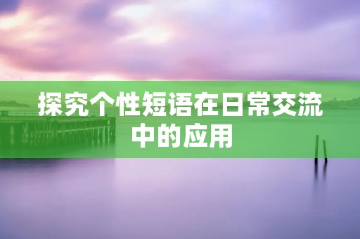 探究个性短语在日常交流中的应用 探究个性短语在日常交流中的应用