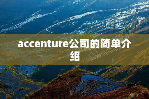 accenture公司的简单介绍 accenture公司的简单介绍