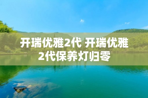 开瑞优雅2代 开瑞优雅2代保养灯归零