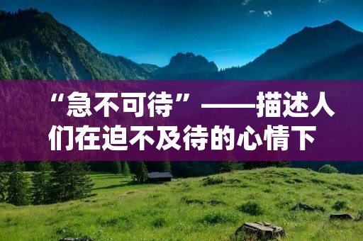 “急不可待”——描述人们在迫不及待的心情下所表现出的行为