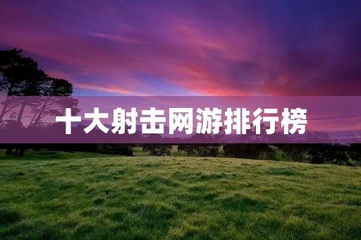 十大射击网游排行榜:让你的射击游戏体验更加刺激