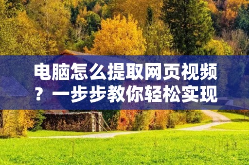 电脑怎么提取网页视频?一步步教你轻松实现! 电脑怎么提取网页视频?一步步教你轻松实现!