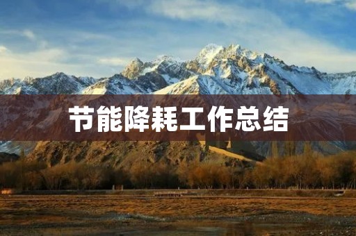 节能降耗工作总结