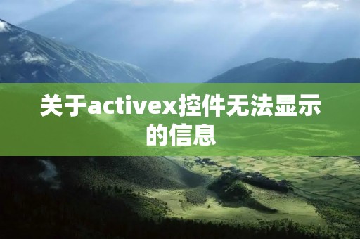 关于activex控件无法显示的信息