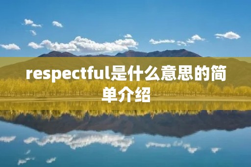 respectful是什么意思的简单介绍