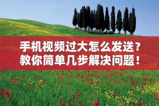 手机视频过大怎么发送？教你简单几步解决问题！