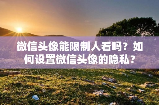 微信头像能限制人看吗?如何设置微信头像的隐私? 微信头像能限制人看吗?如何设置微信头像的隐私?