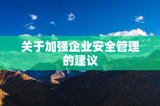 关于加强企业安全管理的建议 关于加强企业安全管理的建议