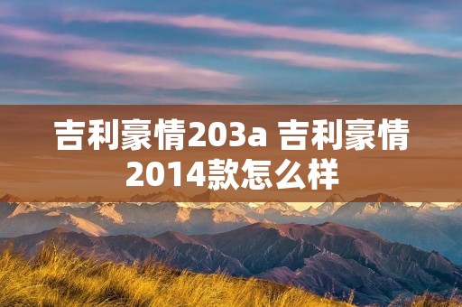 吉利豪情203a 吉利豪情2014款怎么样 吉利豪情203a 吉利豪情2014款怎么样