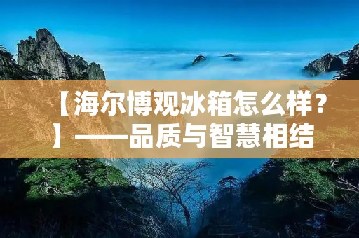 【海尔博观冰箱怎么样？】——品质与智慧相结合的冰箱选择