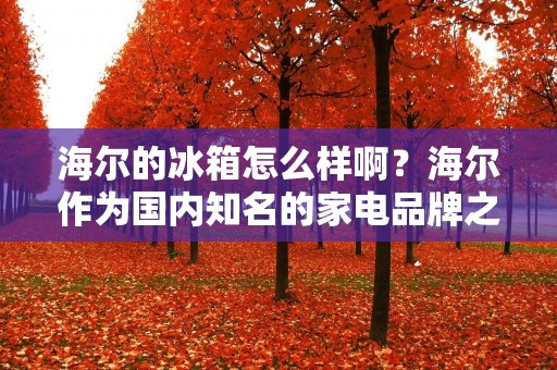 海尔的冰箱怎么样啊?海尔作为国内知名的家电品牌之一,其冰箱产品一直备受消费者的青睐。那么,海尔的冰箱到底怎么样呢?下面,我们就来详细了解一下。 海尔的冰箱怎么样啊?海尔作为国内知名的家电品牌之一,其冰箱产品一直备受消费者的青睐。那么,海尔的冰箱到底怎么样呢?下面,我们就来详细了解一下。