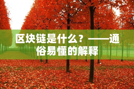 区块链是什么?——通俗易懂的解释