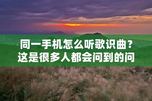 同一手机怎么听歌识曲?这是很多人都会问到的问题。随着科技的不断发展和智能手机的普及,手机已经不仅仅是通讯工具,更是我们生活中不可或缺的一部分。而手机中的音乐播放功能也越来越强大,不仅可以听歌,还可以识别歌曲。那么,同一手机怎么听歌识曲呢?下面,我们就来详细探讨一下。 同一手机怎么听歌识曲?这是很多人都会问到的问题。随着科技的不断发展和智能手机的普及,手机已经不仅仅是通讯工具,更是我们生活中不可或缺的一部分。而手机中的音乐播放功能也越来越强大,不仅可以听歌,还可以识别歌曲。那么,同一手机怎么听歌识曲呢?下面,我们就来详细探讨一下。