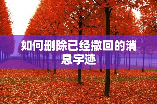 如何删除已经撤回的消息字迹 如何删除已经撤回的消息字迹