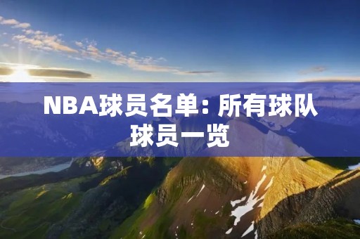 NBA球员名单: 所有球队球员一览