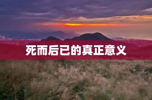 死而后已的真正意义