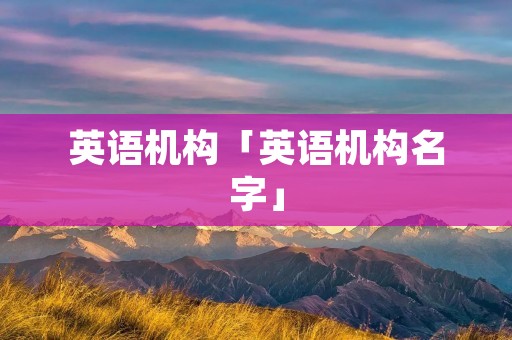 英语机构「英语机构名字」
