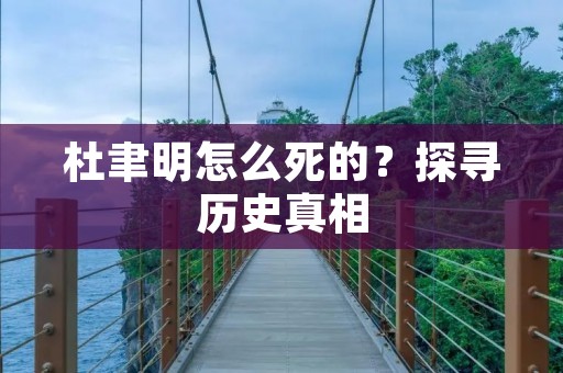 杜聿明怎么死的?探寻历史真相