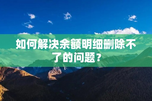 如何解决余额明细删除不了的问题？