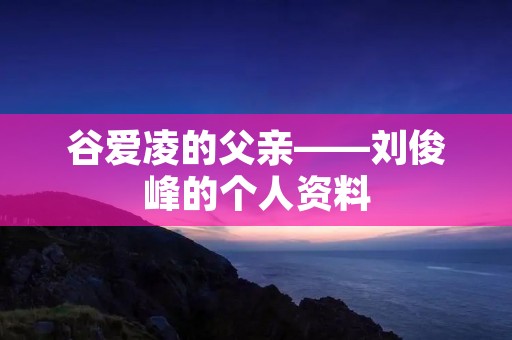 谷爱凌的父亲——刘俊峰的个人资料
