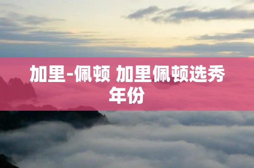 加里-佩顿 加里佩顿选秀年份