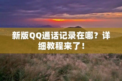 新版QQ通话记录在哪？详细教程来了！