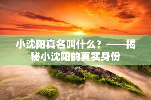 小沈阳真名叫什么?——揭秘小沈阳的真实身份