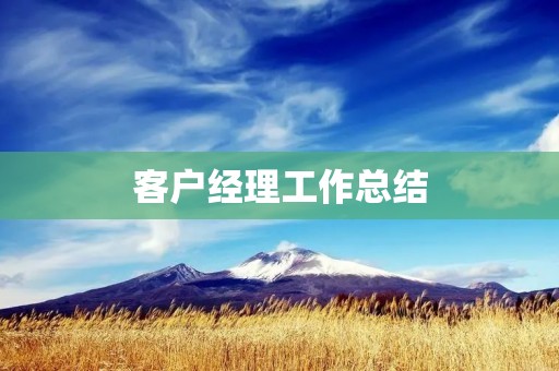 客户经理工作总结:如何做好客户管理