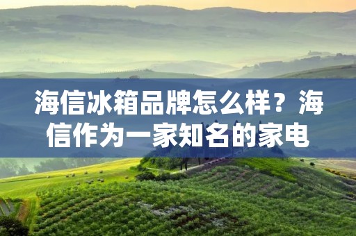 海信冰箱品牌怎么样?海信作为一家知名的家电品牌,其冰箱产品在市场上也备受关注。那么,海信冰箱品牌究竟怎么样呢?接下来,我们将从海信冰箱的品质、性能、售后服务等方面进行详细的分析,为大家解答这个问题。 海信冰箱品牌怎么样?海信作为一家知名的家电品牌,其冰箱产品在市场上也备受关注。那么,海信冰箱品牌究竟怎么样呢?接下来,我们将从海信冰箱的品质、性能、售后服务等方面进行详细的分析,为大家解答这个问题。