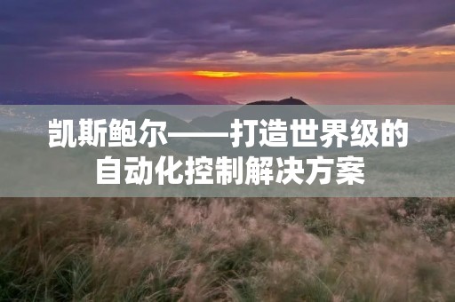 凯斯鲍尔——打造世界级的自动化控制解决方案