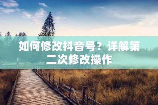 如何修改抖音号?详解第二次修改操作 如何修改抖音号?详解第二次修改操作