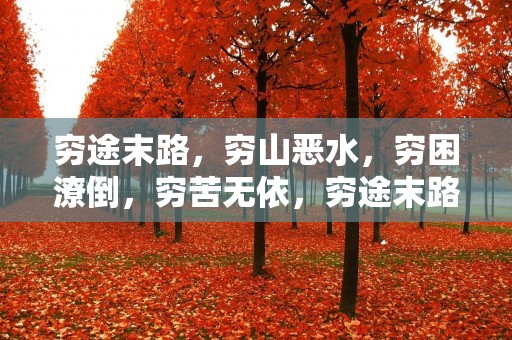穷途末路,穷山恶水,穷困潦倒,穷苦无依,穷途末路,这些都是以“穷”字开头的成语,形容人处于贫困、困境、绝境之中的状态。在中国的封建社会中,穷人的生活常常是极为艰难的,他们面临着饥饿、疾病、无依无靠等多重困难。即使在现代社会,穷人的生活质量也往往受到诸多限制和挑战。