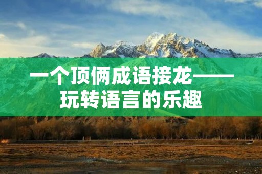 一个顶俩成语接龙——玩转语言的乐趣